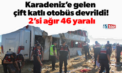 Karadeniz’e gelen çift katlı otobüs devrildi! 2’si ağır 46 yaralı