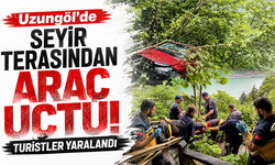 Uzungöl'de seyir terasından araç uçtu! Turistler yaralandı