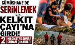 Gümüşhane’de serinlemek için Kelkit Çayı’na girdi! 2 kilometre sonra sudan çıkarıldı