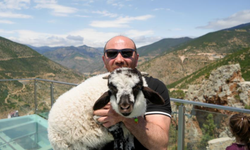 Gümüşhane'de cam seyir terasının sevimli ziyaretçisi