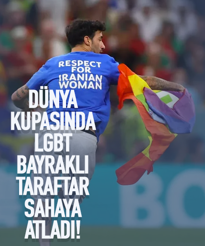 Portekiz ile Uruguay maçında LGBT bayraklı taraftar sahaya girdi