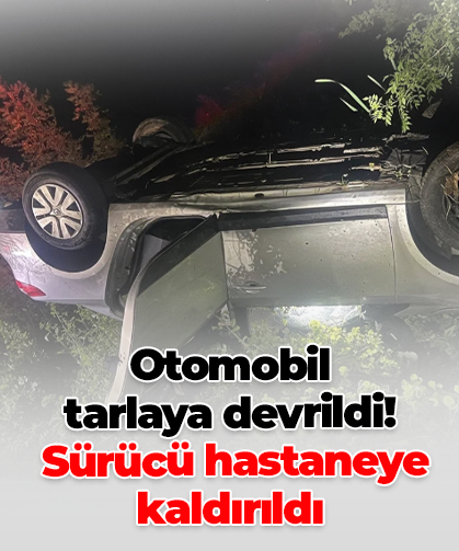 Otomobil  tarlaya devrildi!  Sürücü hastaneye kaldırıldı