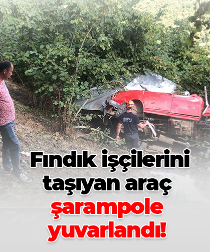 Fındık işçilerini taşıyan araç şarampole yuvarlandı!