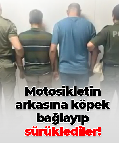 Motosikletin arkasına köpek bağlayıp  sürüklediler!