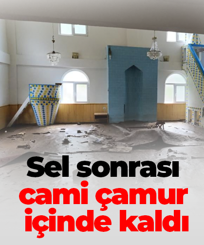 Artvin’in Borçka ilçesindeki sel sonrası Karşıköy Camii çamur içinde kaldı