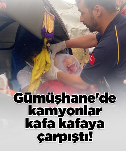 Gümüşhane'de kamyonlar kafa kafaya çarpıştı!