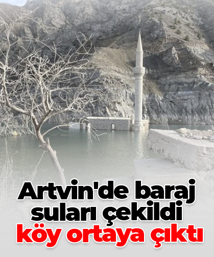 Artvin'de baraj suları çekildi  köy ortaya çıktı
