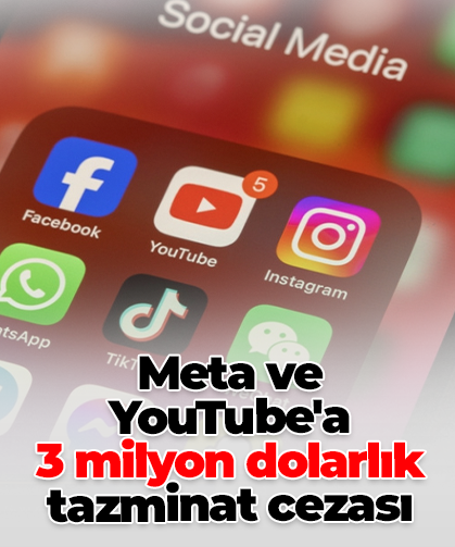 Meta ve YouTube'a  3 milyon dolarlık tazminat cezası