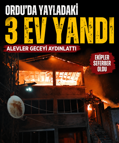 Ordu'da yayladaki 3 ev yandı