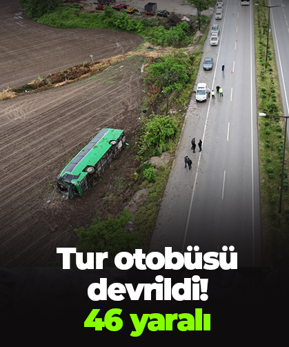 Tur otobüsü devrildi; 46 yaralı
