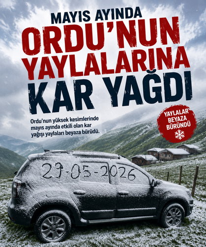Mayıs ayında Ordu'nun yaylalarına kar yağdı