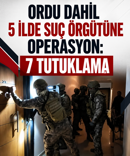 Ordu dahil 5 ilde suç örgütüne operasyon: 7 tutuklama