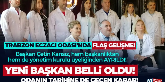 Trabzon Eczacı Odasının yeni başkanı Özlem Uğurbaş Aslan odu!