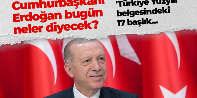 Cumhurbaşkanı Erdoğan bugün neler diyecek! İşte 'Türkiye Yüzyılı' belgesindeki 17 başlık...