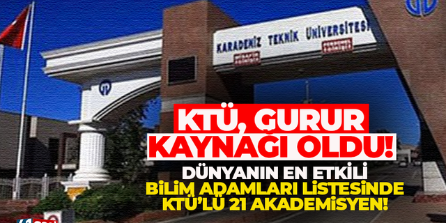 Trabzon'da KTÜ'den 21 akademisyen, Dünyanın En Etkili Bilim İnsanları listesine girdi!