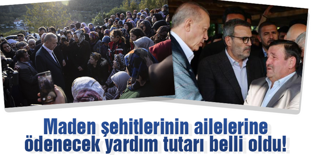 Bizzat Cumhurbaşkanı Erdoğan duyurdu! Maden şehitlerinin ailelerine ödenecek yardım tutarı belli oldu