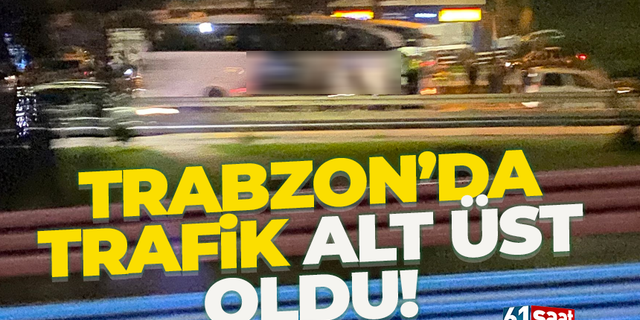 Trabzon'da otobüs yol ortasında durdu, trafik kilitlendi...