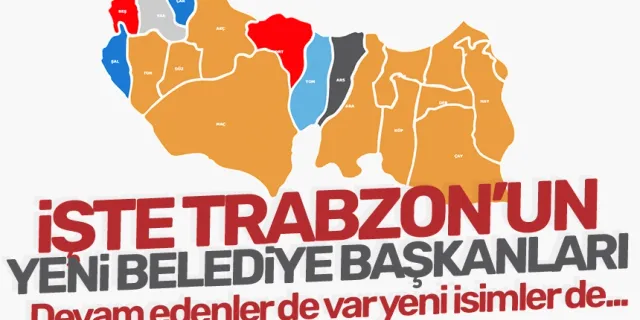 İşte Trabzon'da 31 Mart Yerel Seçim Sonuçlarının ardından yeni Belediye Başkanları!