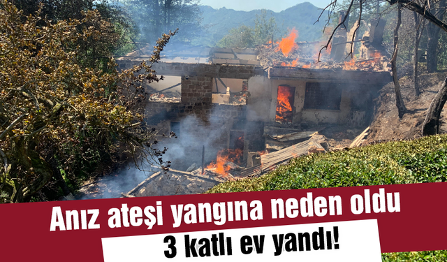 Anız ateşi yangına neden oldu; 3 katlı ev yandı