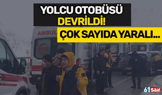 Feci kaza: Yolcu otobüsü devrildi!