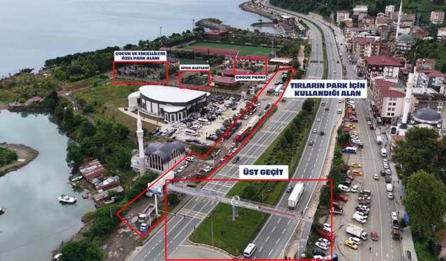 Rize'de tırların oluşturduğu tehlikeli labirent