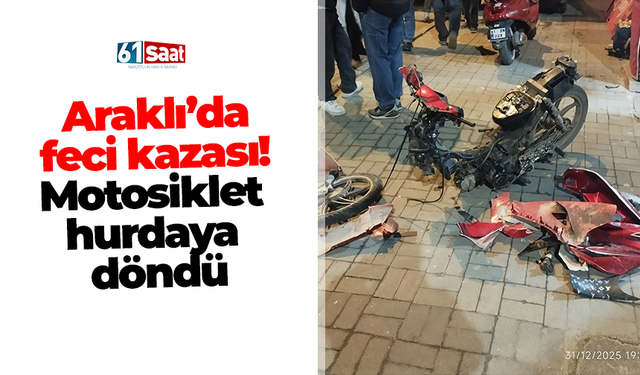 Araklı’da feci kazası! Motosiklet hurdaya döndü