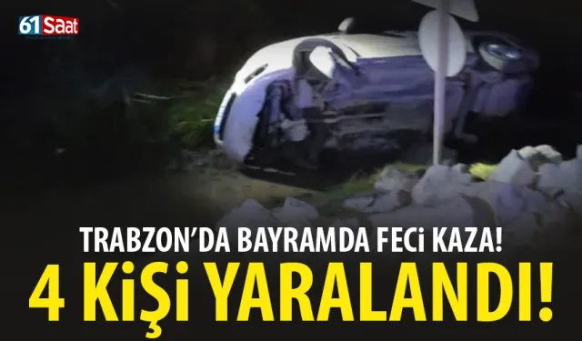 Trabzon'da kaza! Şarampole yuvarlandı, 4 kişi yaralandı!