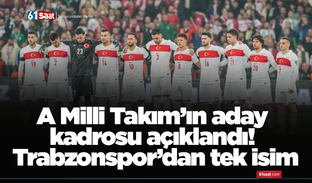 A Milli Takım’ın aday kadrosu açıklandı! Trabzonspor’dan tek isim