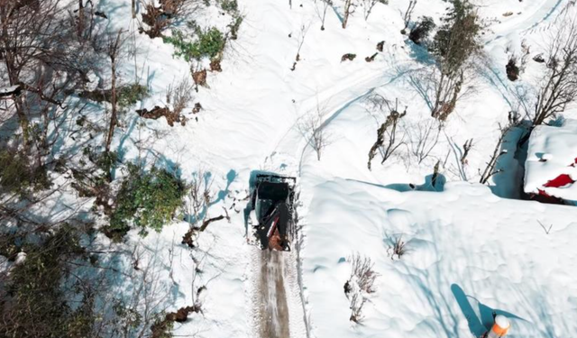 Giresun’un yüksek kesimlerinde karla mücadele sürüyor