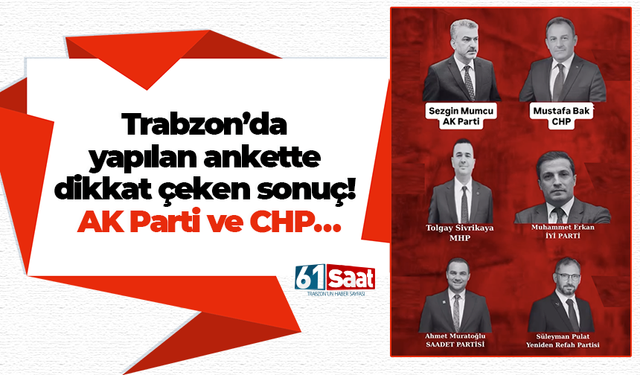 Trabzon’da yapılan ankette dikkat çeken sonuç! AK Parti ve CHP…