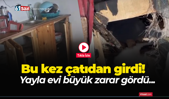 Bu kez çatıdan girdi! Yayla evi büyük zarar gördü...