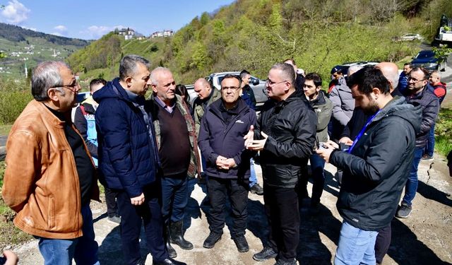 Trabzon Valisi Şahin, heyelan bölgesinde inceleme yaptı