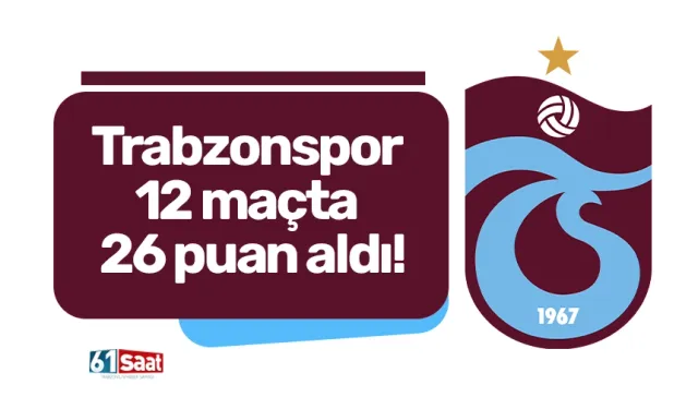 Trabzonspor 12 maçta 26 puan aldı!