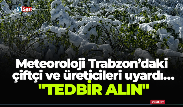 Meteoroloji Trabzon’daki çiftçi ve üreticileri uyardı… "Tedbir alın"