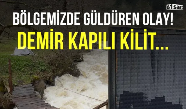 Bölgemizde güldüren olay! Asma köprüye demir kapılı kilit...