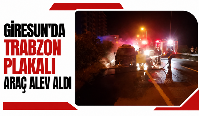 Giresun'da Trabzon plakalı araç alev aldı