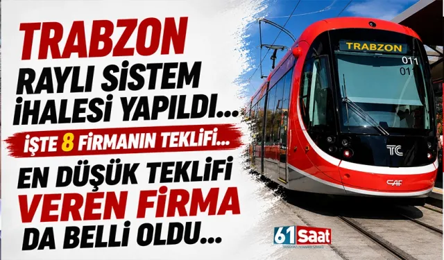 Trabzon'da Raylı Sistem için 8 firma teklif verdi! İşte dev proje için en düşük teklifi veren firma...