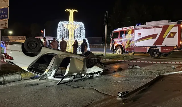 Erzurum'da otomobilin takla attığı kazada biri ağır 3 kişi yaralandı