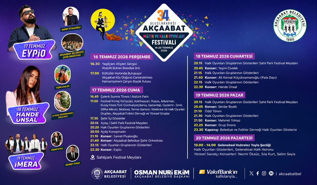 Uluslararası Akçaabat Müzik ve Halk Oyunları Festivali etkinlik ilanı