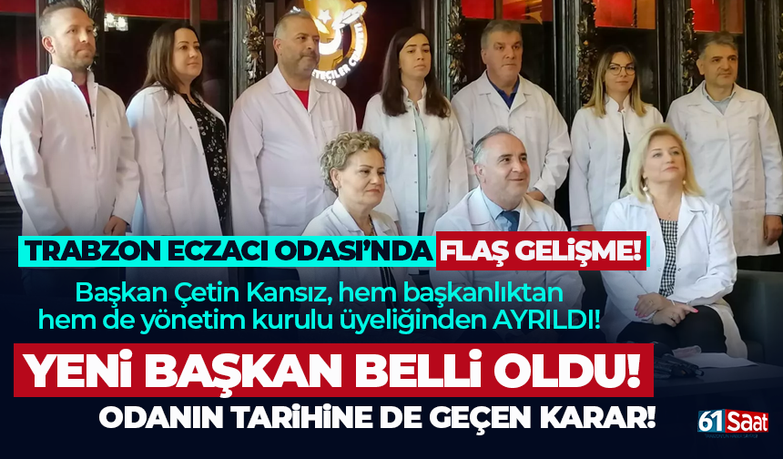 Trabzon Eczacı Odasının yeni başkanı Özlem Uğurbaş Aslan odu!