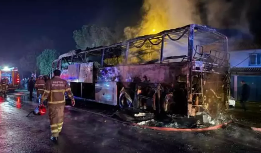 Bartın'da yolcu otobüsünde yangın çıktı!