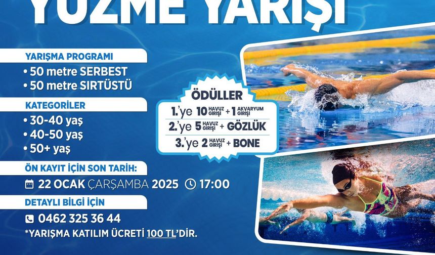 Ortahisar Belediyesi ‘Master Yüzme Yarışı’ düzenliyor