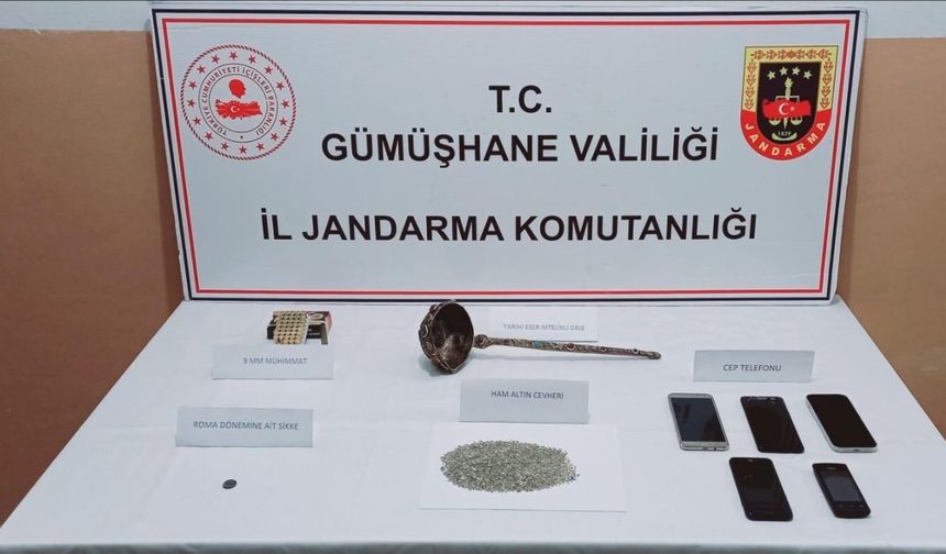 Gümüşhane’de tarihi eser kaçakçılığı operasyonunda kepçe ele geçirildi