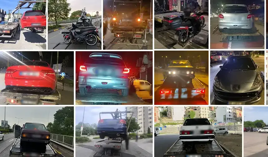 Trabzon'da trafikte gürültüye geçit yok: 15 araç trafikten men edildi