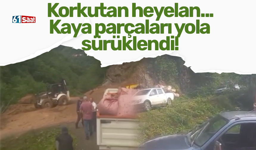 Korkutan heyelan... Kaya parçaları yola sürüklendi!