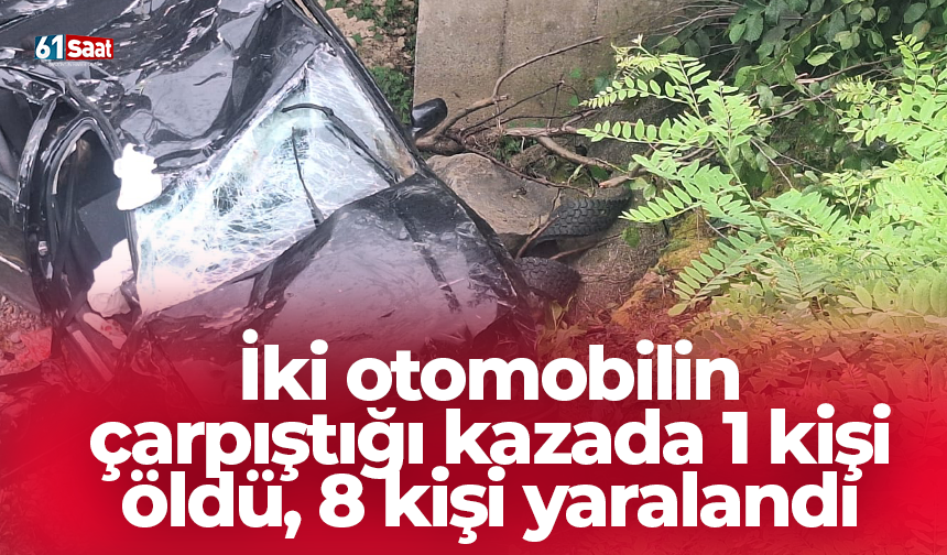İki otomobilin çarpıştığı kazada 1 kişi öldü, 8 kişi yaralandı