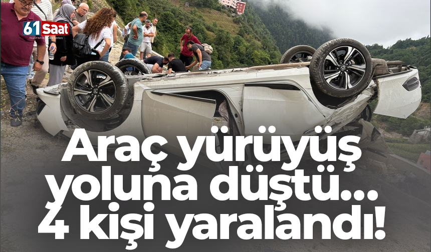 Araç yürüyüş yoluna düştü… 4 kişi yaralandı!