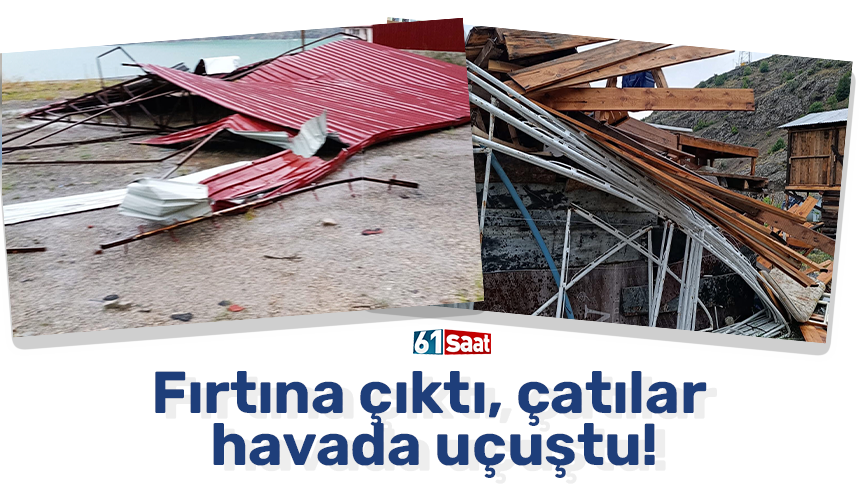 Fırtına çıktı, çatılar havada uçuştu!