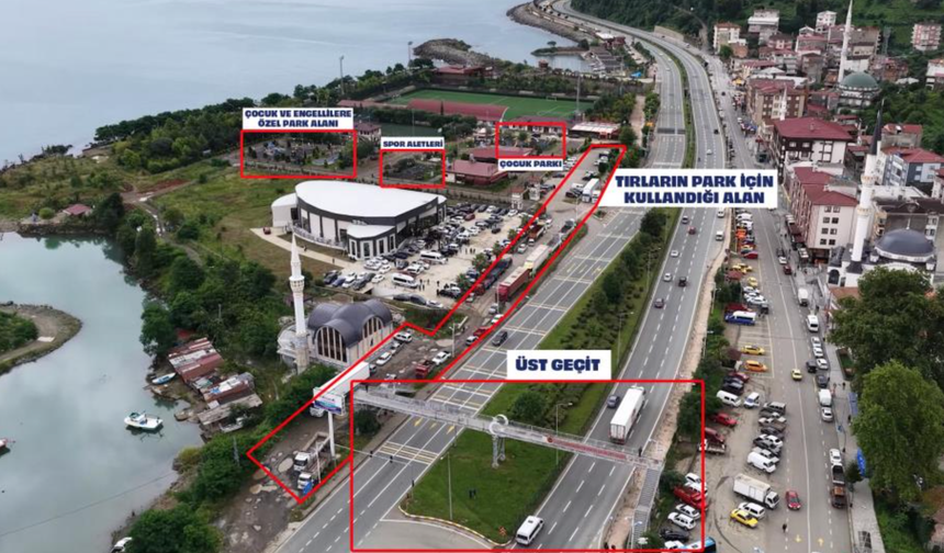Rize'de tırların oluşturduğu tehlikeli labirent