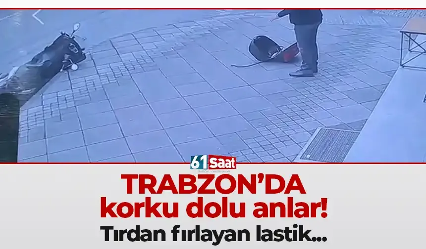 Trabzon'da korku dolu anlar! Tırdan fırlayan lastik...